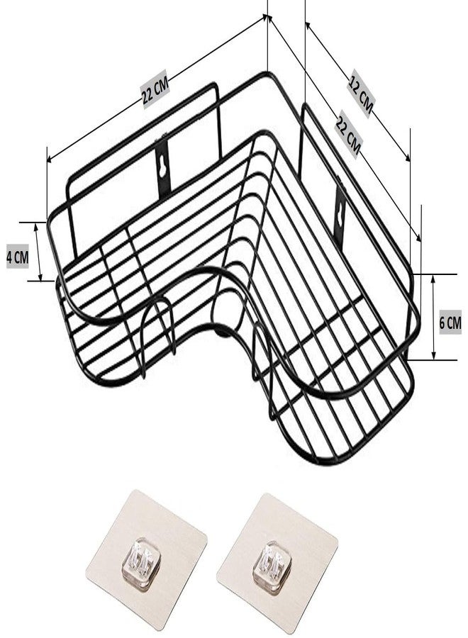 RAYMOX Pack of 2 Self-Adhesive Shelf/Storage Organizer for Bathroom and Kitchen Corner Wall Mounted Rack Shelf Bathroom Accessories Storage Rack No Drilling-Shelf Adhesive - Image 2